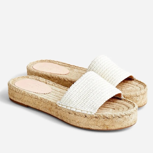 J. Crew Shoes - J. CREW BH419 RAFFIA SIMPLE STRAP SLIP ON IVORY ESPADRILLE SANDALS